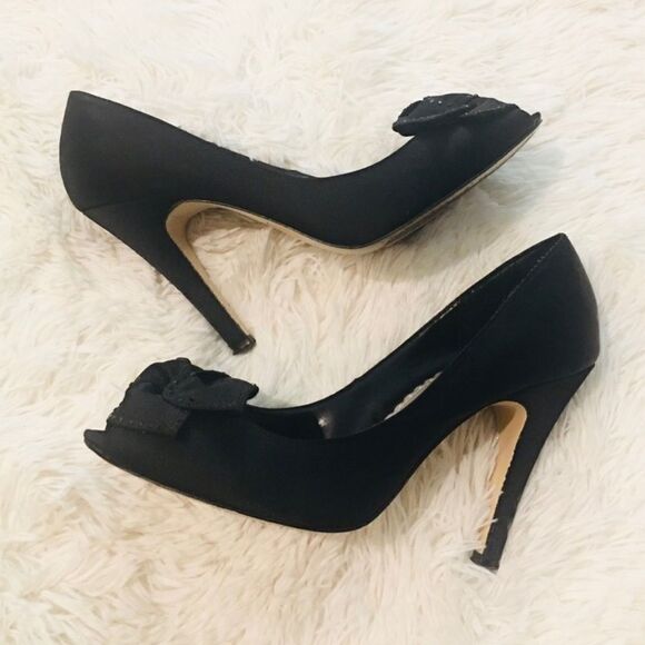 Shoes - Joey Black Peep Toe Sparkle Heels